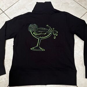Black Zip Front with Green Cocktail Design